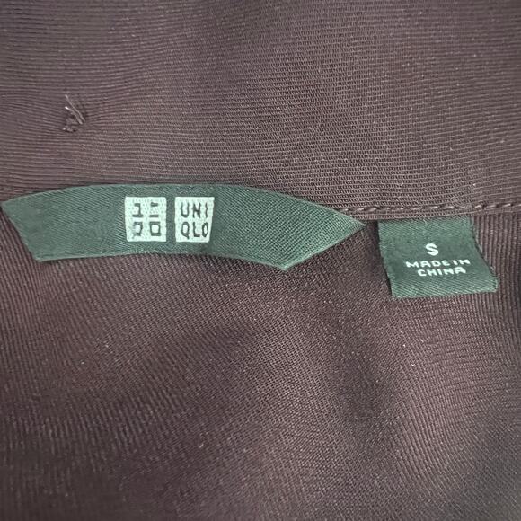 Uniqlo 3/4 Sleeve High Neck Purple Top Women's Size Small Office Casual Flawed - Picture 2 of 10